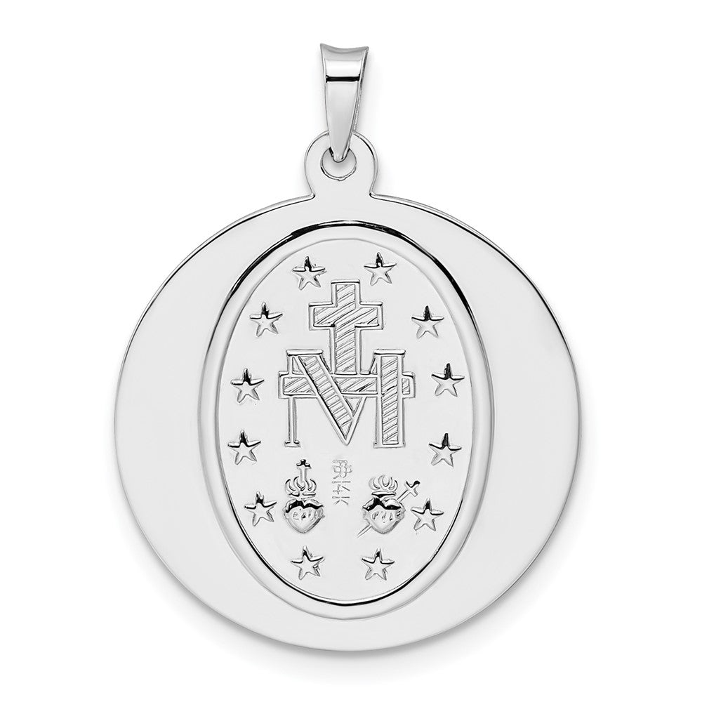FJC Finejewelers 14 kt White Gold Themed Polished Miraculous Solid Medal Charm 28 mm x 21 mm