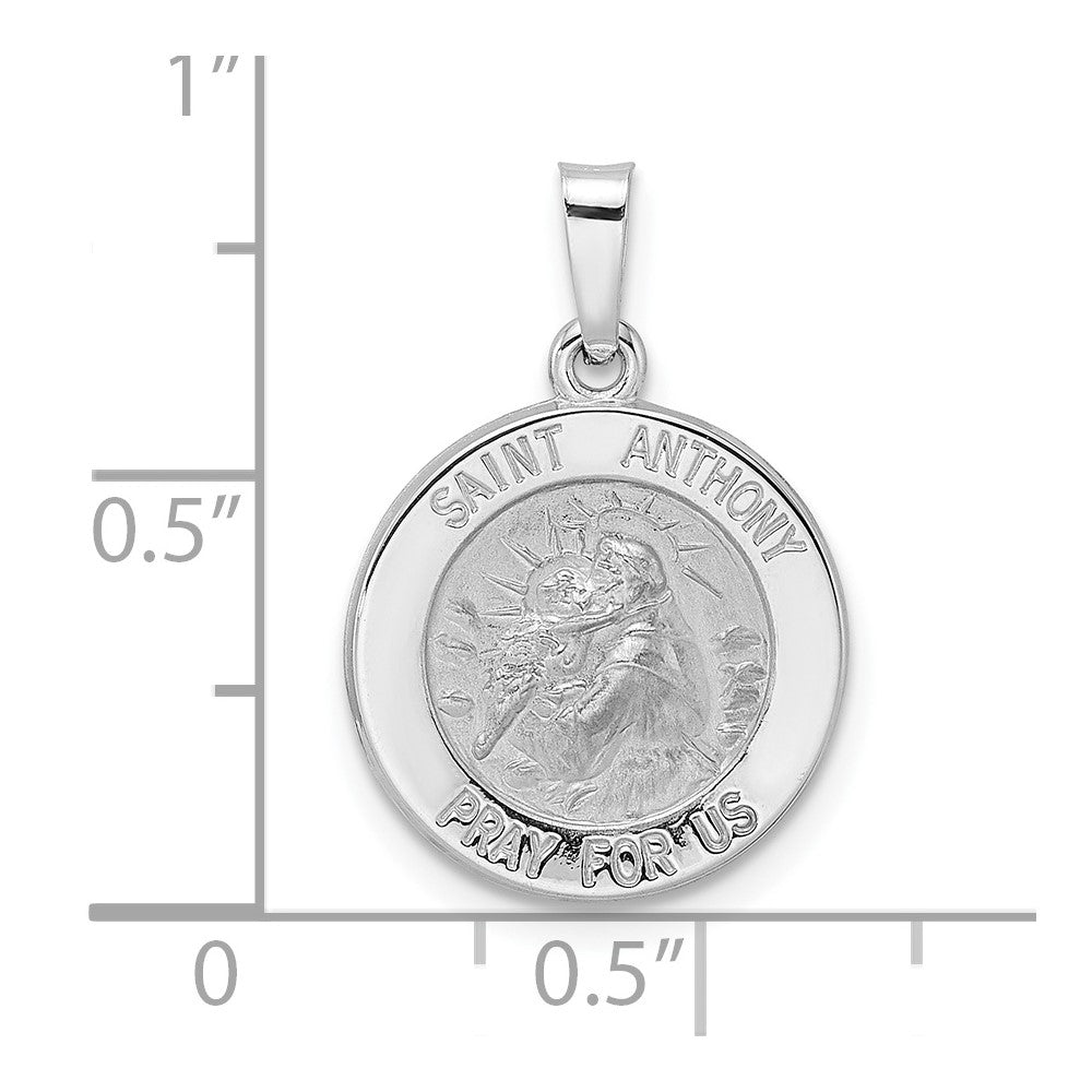 FJC Finejewelers 14 kt White Gold Themed Polished and Satin Hollow St Anthony Medal Charm 21 mm x 14 mm