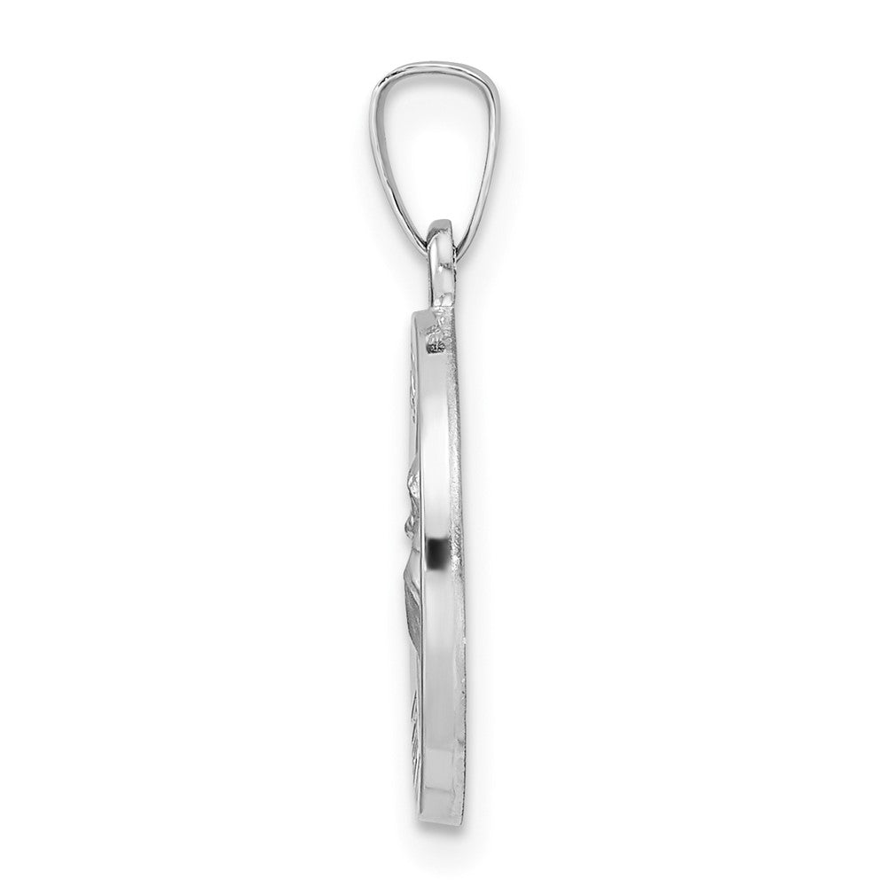 FJC Finejewelers 14 kt White Gold Themed Polished and Satin Hollow St Anthony Medal Charm 21 mm x 14 mm