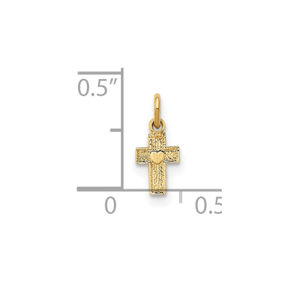 FJC Finejewelers 14 kt Yellow Gold Polished Solid Tiny Heart Cross Charm 11 x 4 mm