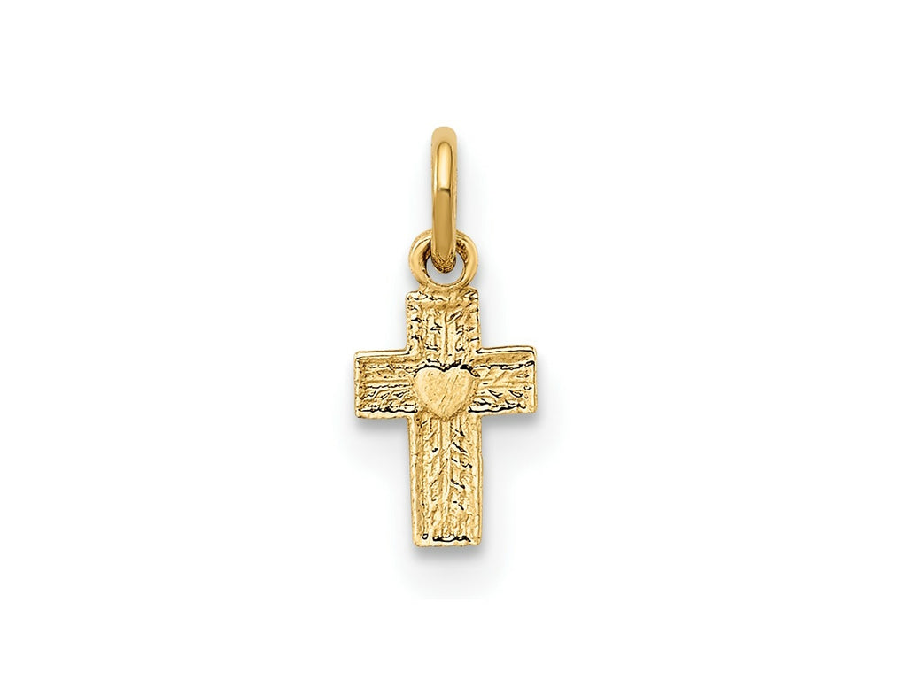FJC Finejewelers 14 kt Yellow Gold Polished Solid Tiny Heart Cross Charm 11 x 4 mm