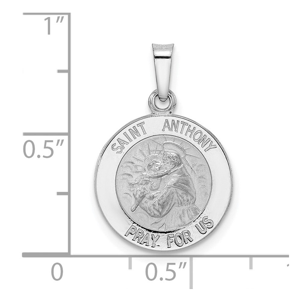 FJC Finejewelers 14 kt White Gold Polished and Satin Hollow St Anthony Medal Charm 21 mm x 14 mm