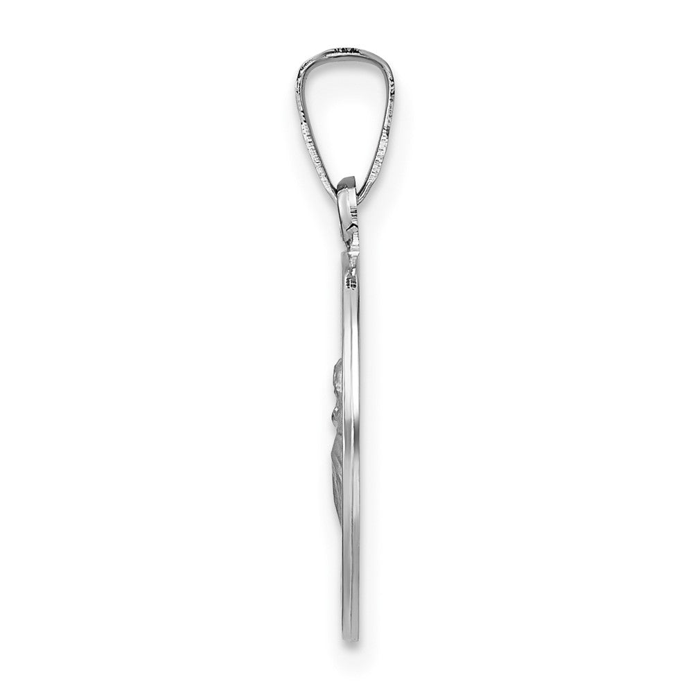 FJC Finejewelers 14 kt White Gold Polished and Satin Hollow St Anthony Medal Charm 21 mm x 14 mm
