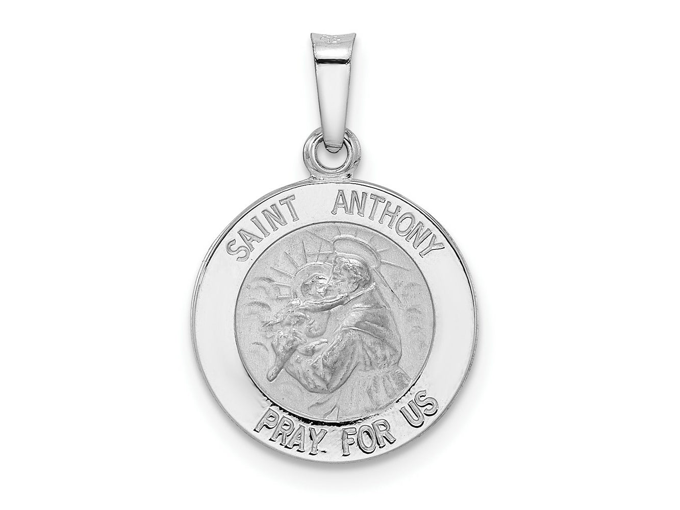 FJC Finejewelers 14 kt White Gold Polished and Satin Hollow St Anthony Medal Charm 21 mm x 14 mm