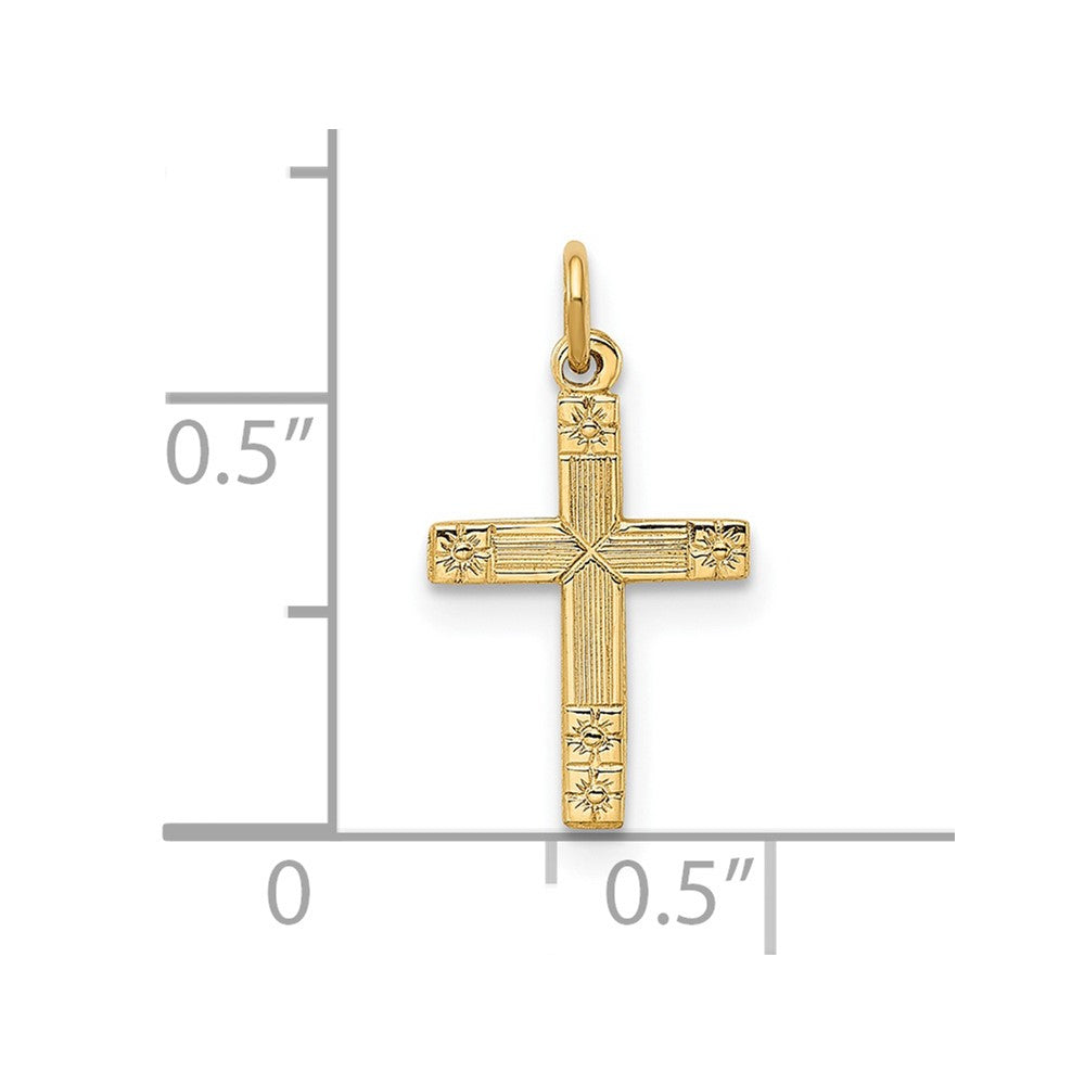 FJC Finejewelers 14 kt Yellow Gold Polished and Textured Solid Cross Charm 17 x 9 mm