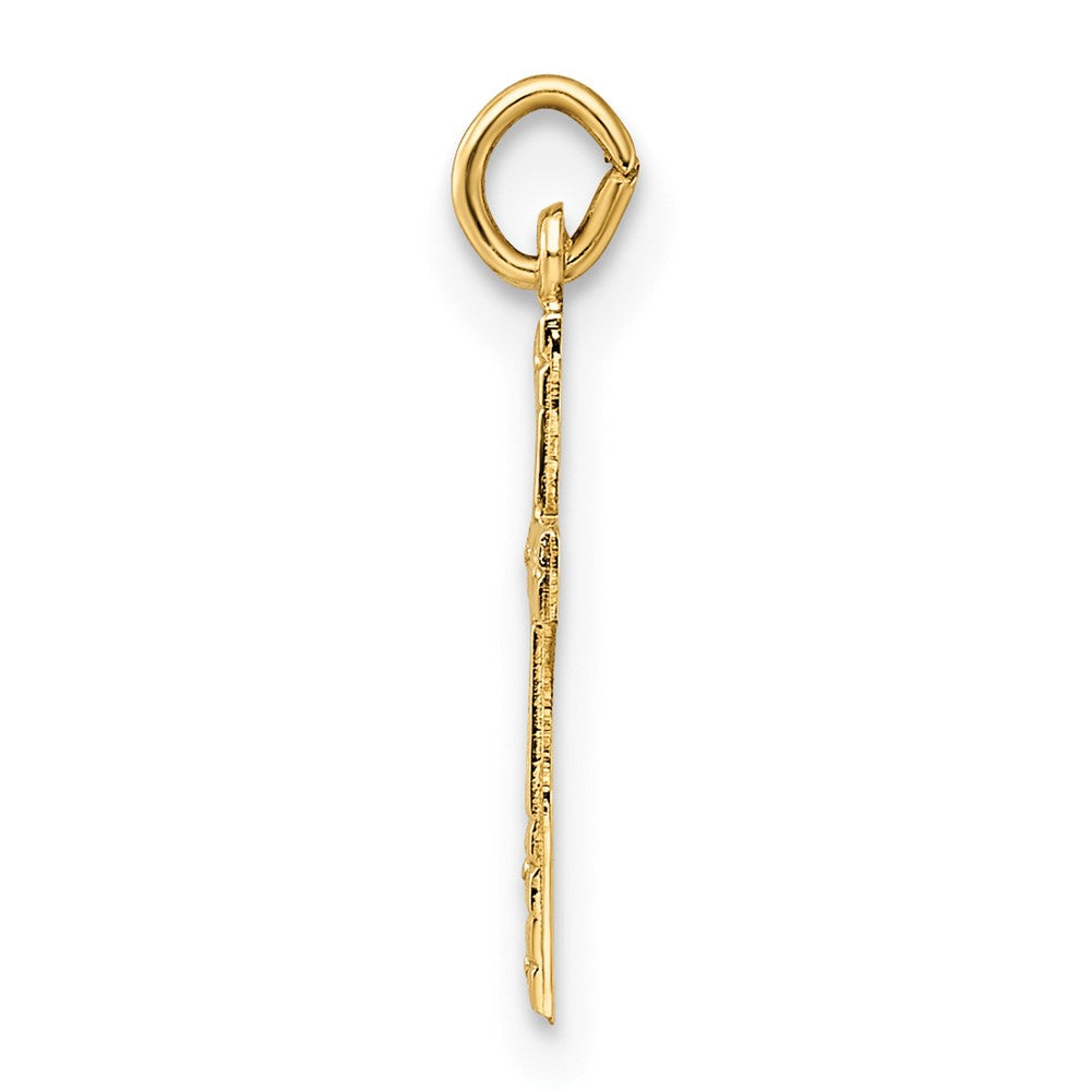 FJC Finejewelers 14 kt Yellow Gold Polished and Textured Solid Cross Charm 17 x 9 mm