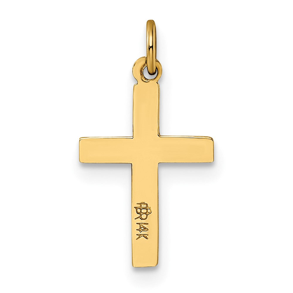 FJC Finejewelers 14 kt Yellow Gold Polished and Textured Solid Cross Charm 17 x 9 mm