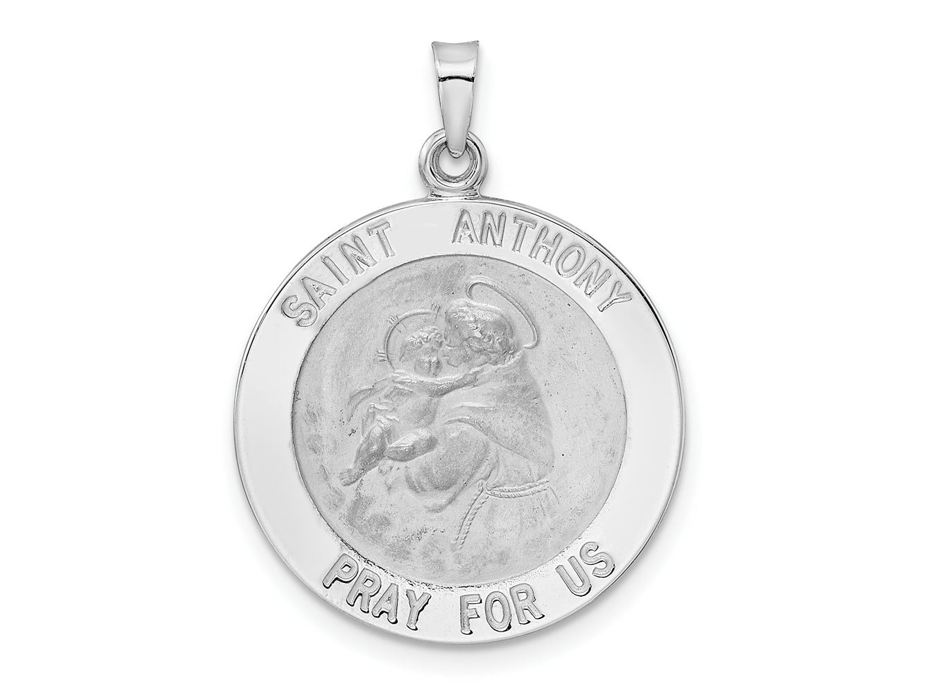 FJC Finejewelers 14 kt White Gold Polished St Anthony Solid Medal Charm 29 mm x 21 mm