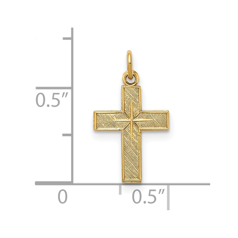 FJC Finejewelers 14 kt Yellow Gold Polished and Textured Solid Star Cross Charm 17 x 10 mm