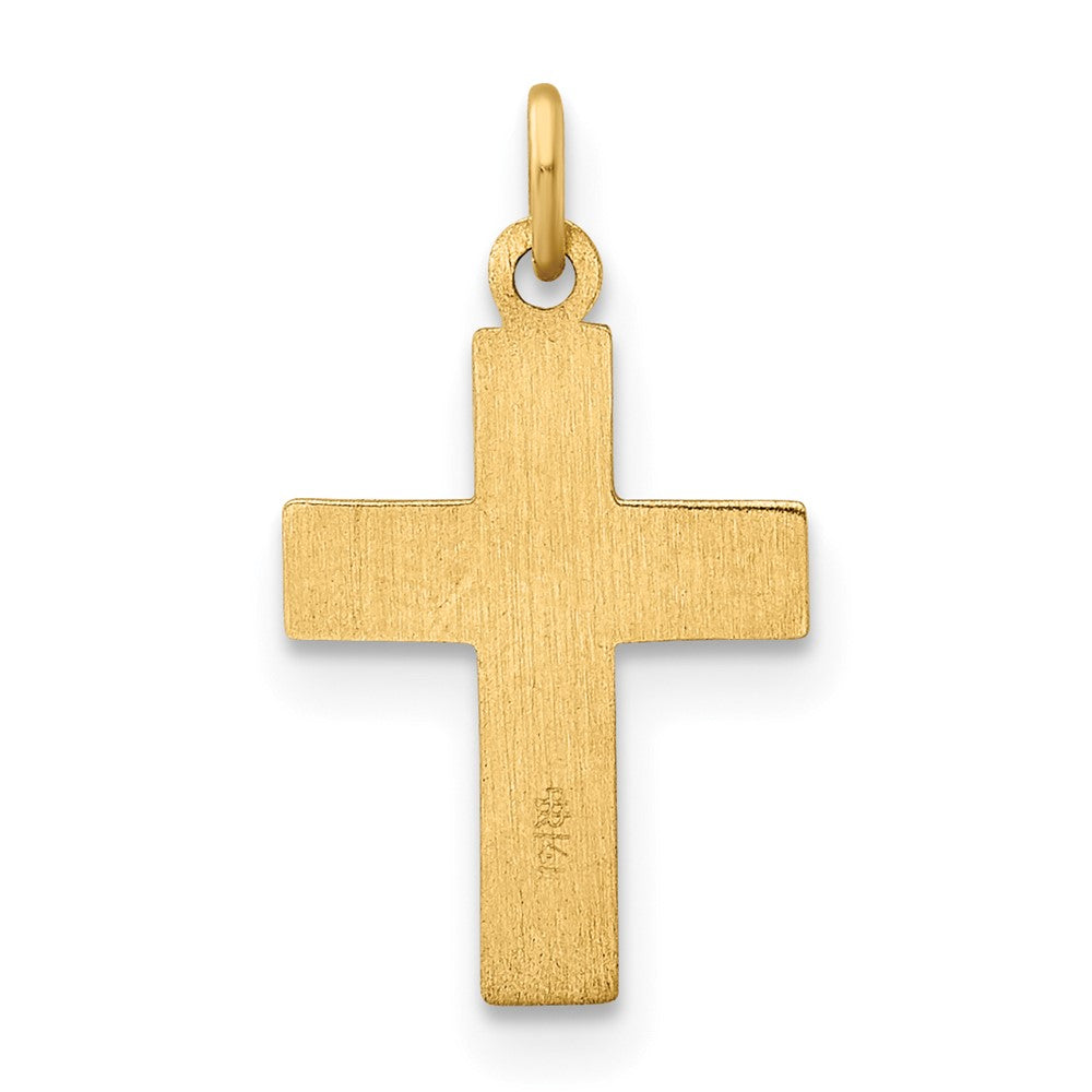 FJC Finejewelers 14 kt Yellow Gold Polished and Textured Solid Star Cross Charm 17 x 10 mm
