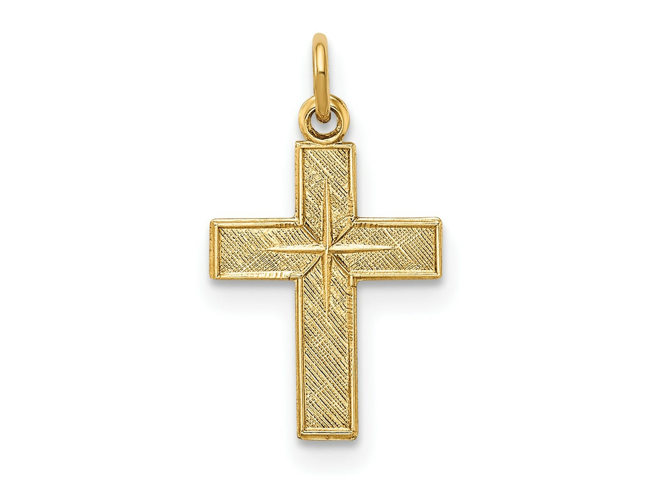FJC Finejewelers 14 kt Yellow Gold Polished and Textured Solid Star Cross Charm 17 x 10 mm