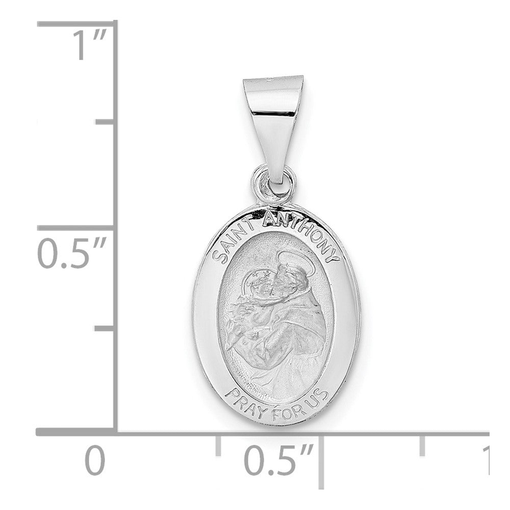 FJC Finejewelers 14 kt White Gold Polished and Satin Hollow Oval St Anthony Medal Charm 23 mm x 11 mm