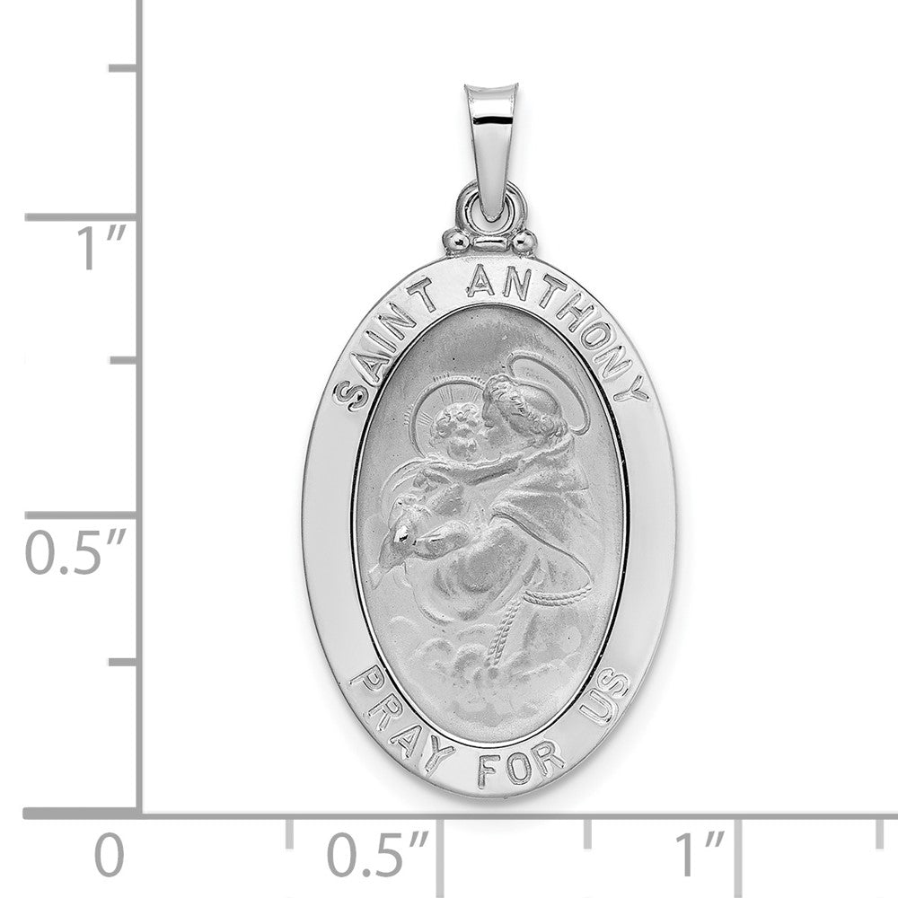 FJC Finejewelers 14 kt White Gold Polished Solid Oval St Anthony Medal Charm 30 mm x 16 mm