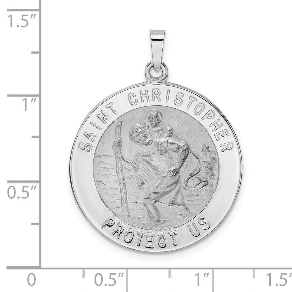 FJC Finejewelers 14 kt White Gold Polished Saint Christopher Solid Medal Charm 33 mm x 26 mm