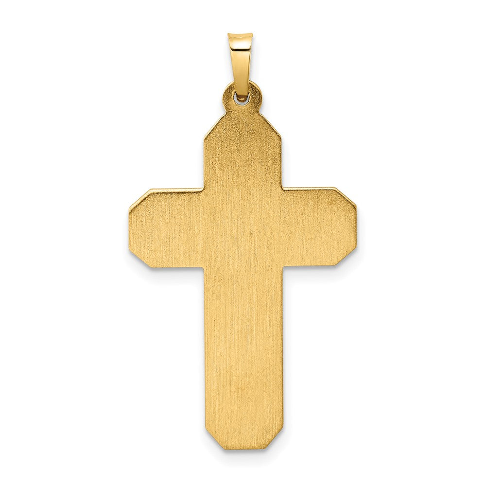 FJC Finejewelers 14 kt Yellow Gold and Textured Hollow Scroll Design Double Cross Charm 35 x 20 mm