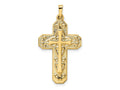 FJC Finejewelers 14 kt Yellow Gold and Textured Hollow Scroll Design Double Cross Charm 35 x 20 mm