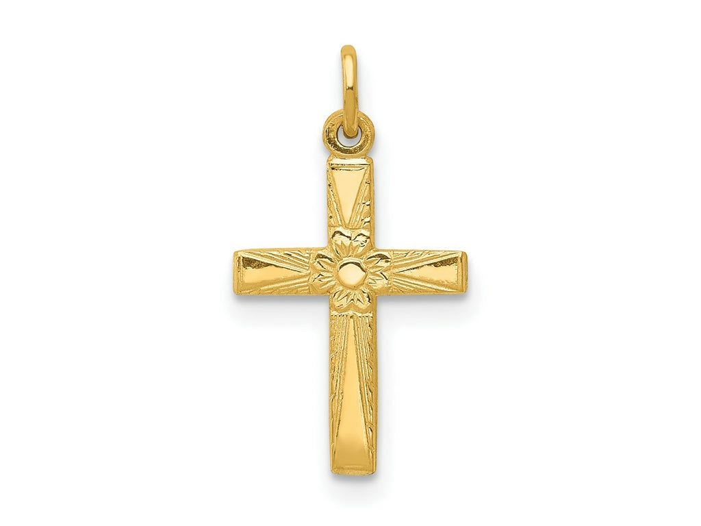 FJC Finejewelers 14 kt Yellow Gold Floral Cross Charm 18 x 10 mm