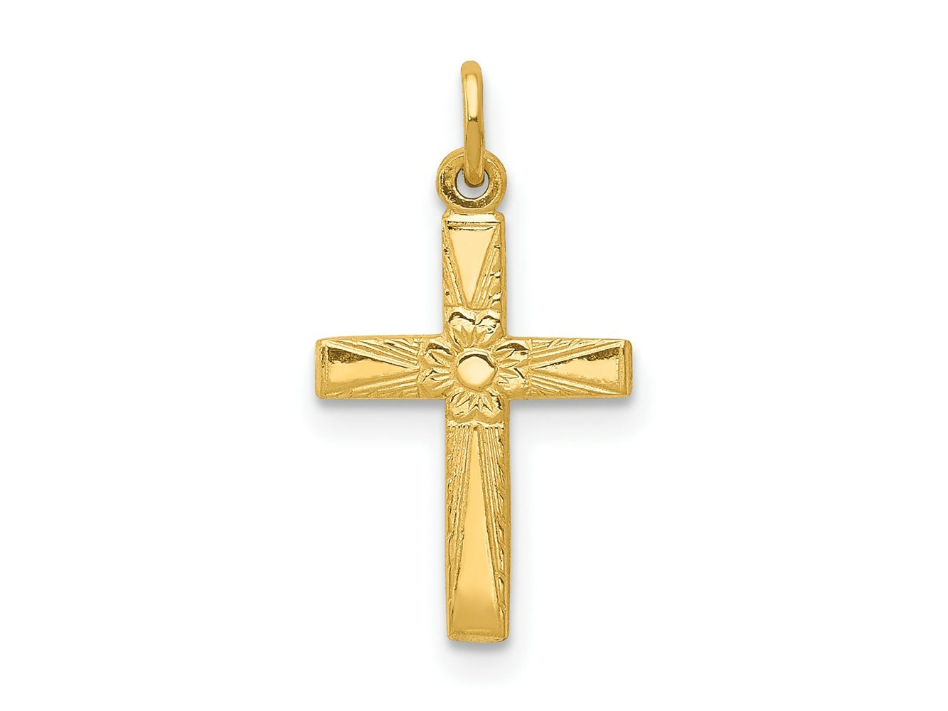 FJC Finejewelers 14 kt Yellow Gold Floral Cross Charm 18 x 10 mm