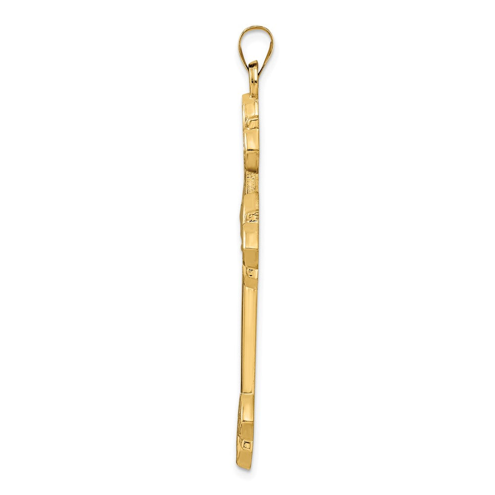 FJC Finejewelers 14 kt Yellow Gold Polished Hollow Fancy Fleur de Lis Cross Charm 55 x 36 mm