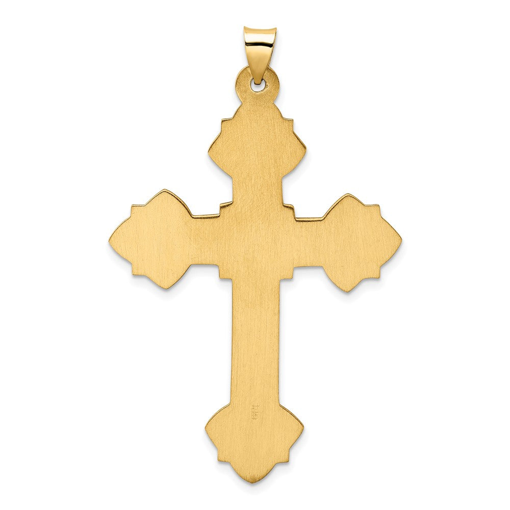 FJC Finejewelers 14 kt Yellow Gold Polished Hollow Fancy Fleur de Lis Cross Charm 55 x 36 mm