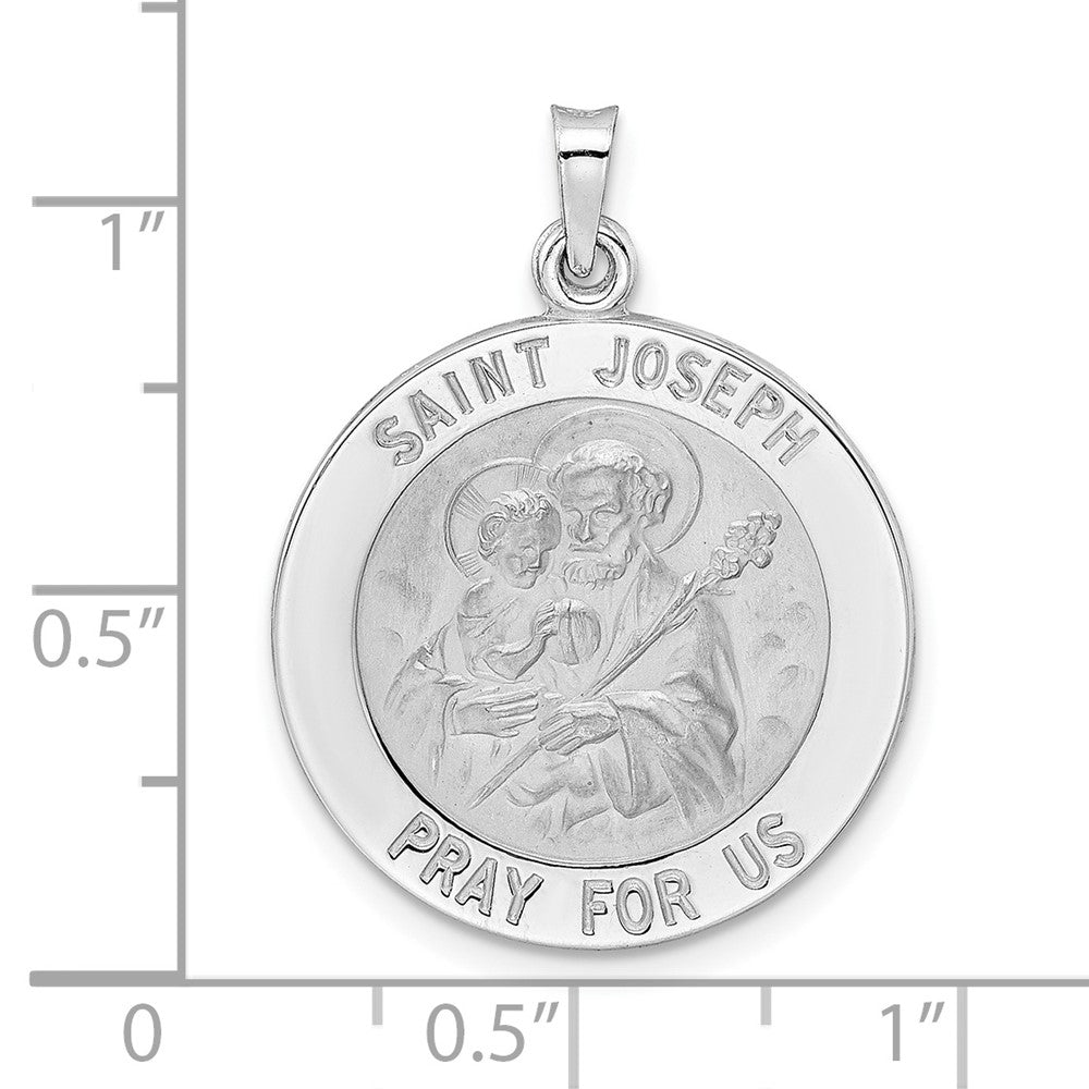 FJC Finejewelers 14 kt White Gold Polished Saint Joseph Solid Medal Charm 28 mm x 21 mm