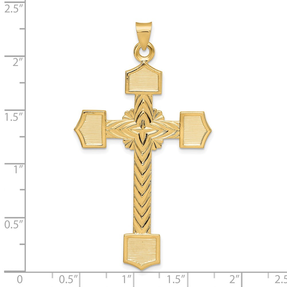 FJC Finejewelers 14 kt Yellow Gold Polished Solid Fancy Design Cross Charm 58 x 33 mm