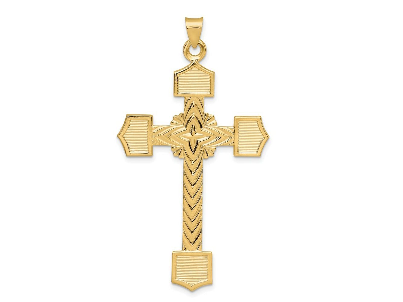 FJC Finejewelers 14 kt Yellow Gold Polished Solid Fancy Design Cross Charm 58 x 33 mm