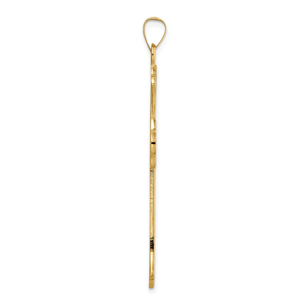 FJC Finejewelers 14 kt Yellow Gold Polished and Textured Solid Fleur de Lis Cross Charm 52 x 31 mm