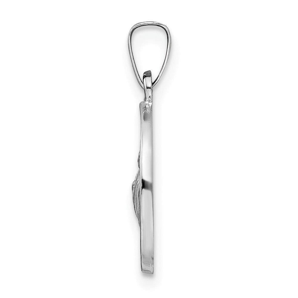FJC Finejewelers 14 kt White Gold Polished and Satin Hollow St Jude Thaddeus Medal Charm 21 mm x 14 mm