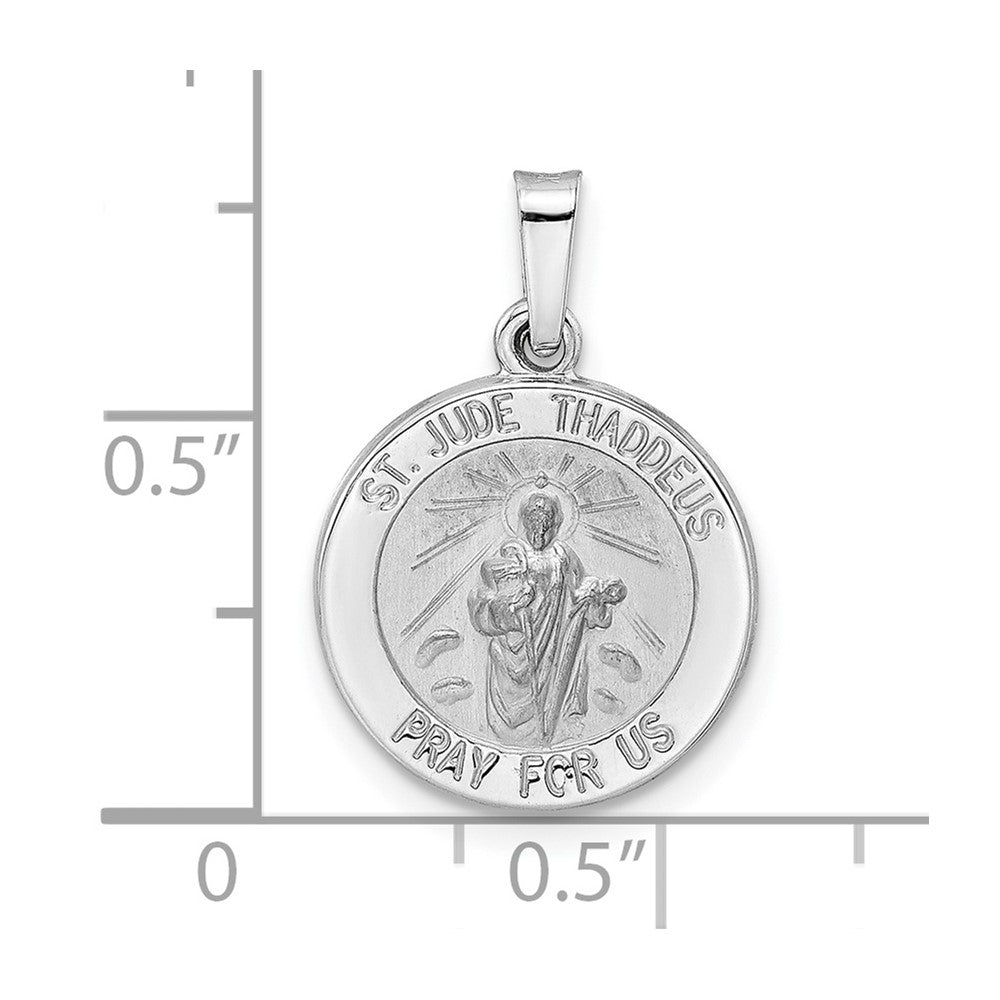 FJC Finejewelers 14 kt White Gold Polished and Satin Hollow St Jude Thaddeus Medal Charm 21 mm x 14 mm