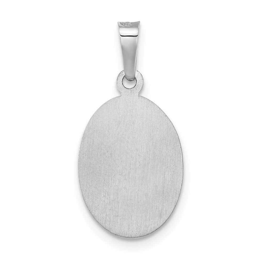 FJC Finejewelers 14 kt White Gold Polished and Satin Hollow Oval St Jude Thaddeus Medal 22 mm x 11 mm