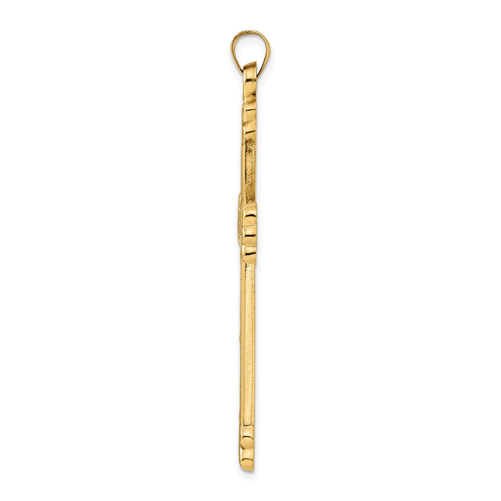 FJC Finejewelers 14 kt Yellow Gold Polished and Textured Solid Circle Center Cross Charm 55 x 34 mm