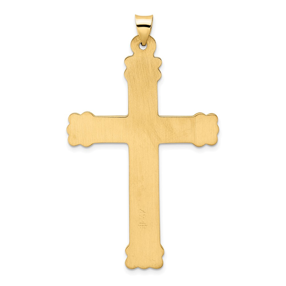 FJC Finejewelers 14 kt Yellow Gold Polished and Textured Solid Circle Center Cross Charm 55 x 34 mm
