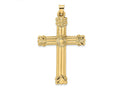 FJC Finejewelers 14 kt Yellow Gold Polished and Textured Solid Circle Center Cross Charm 55 x 34 mm