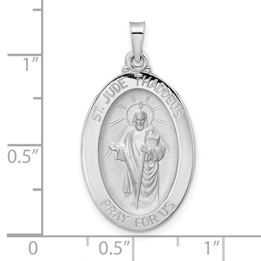 FJC Finejewelers 14 kt White Gold Polished St Jude Oval Solid Medal Charm 30 mm x 16 mm
