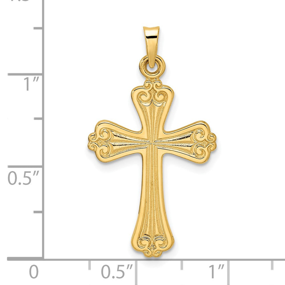 FJC Finejewelers 14 kt Yellow Gold Polished Solid Fancy Design Cross Charm 31 mm