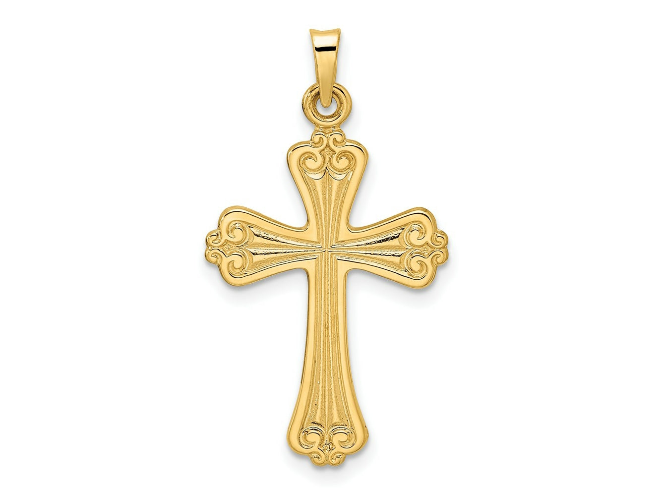 FJC Finejewelers 14 kt Yellow Gold Polished Solid Fancy Design Cross Charm 31 mm