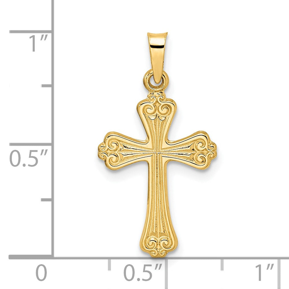 FJC Finejewelers 14 kt Yellow Gold Polished Solid Fancy Design Cross Charm 25 x 13 mm
