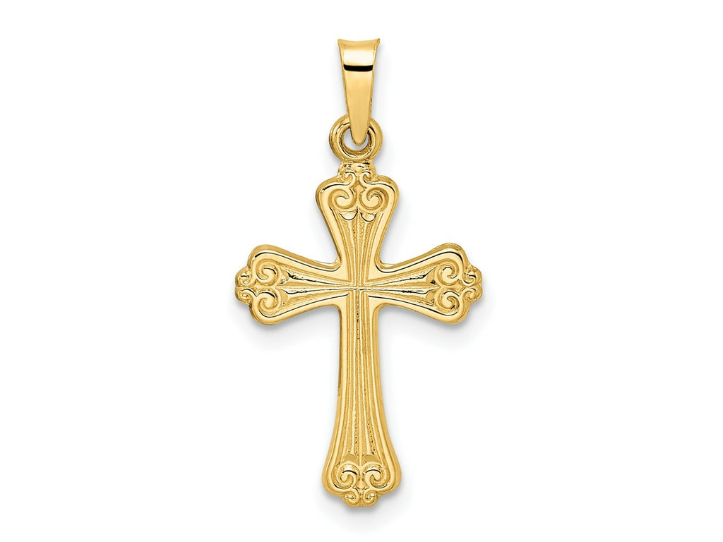 FJC Finejewelers 14 kt Yellow Gold Polished Solid Fancy Design Cross Charm 25 x 13 mm