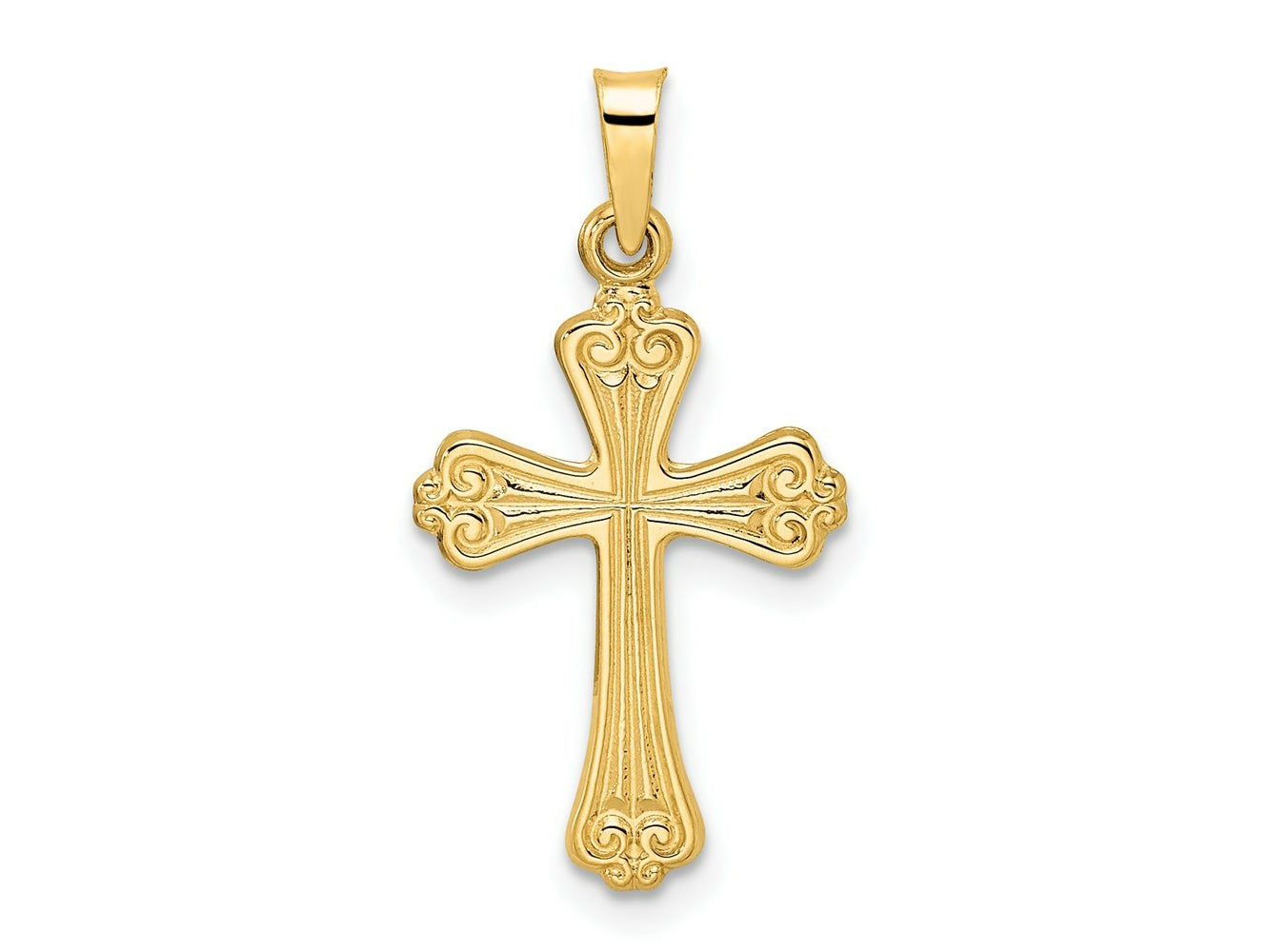 FJC Finejewelers 14 kt Yellow Gold Polished Solid Fancy Design Cross Charm 25 x 13 mm