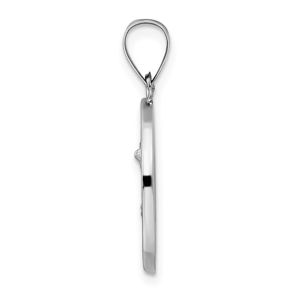 FJC Finejewelers 14 kt White Gold Polished and Satin Hollow St Michael Medal Charm 26 mm x 18 mm