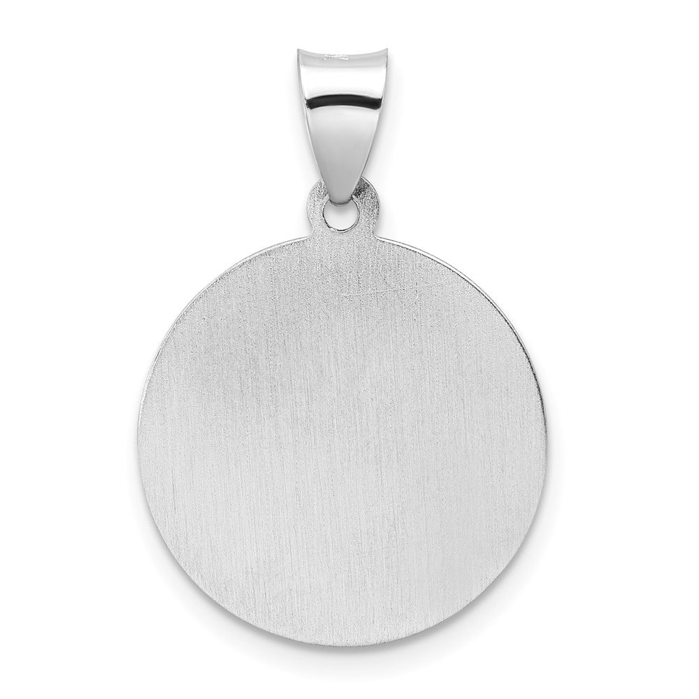 FJC Finejewelers 14 kt White Gold Polished and Satin Hollow St Nicholas Medal Charm 21 mm x 19 mm