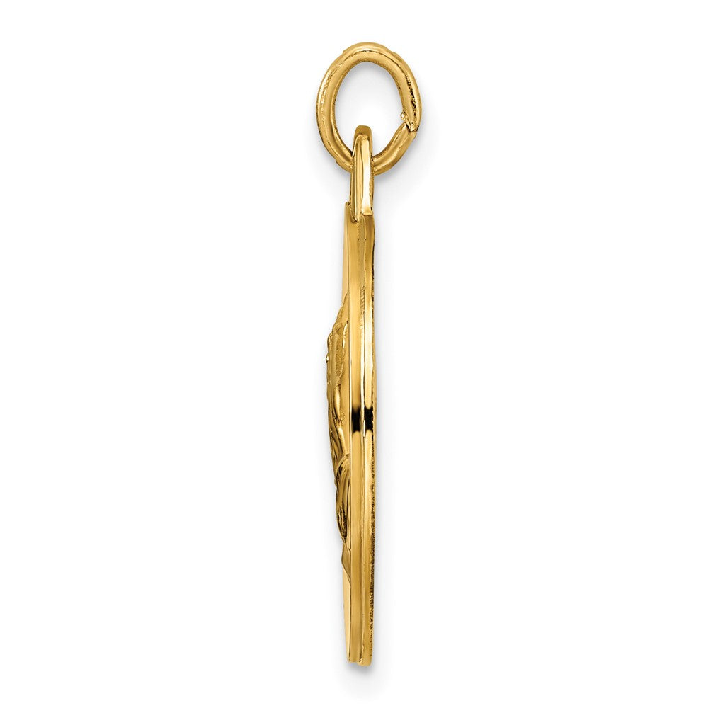 FJC Finejewelers 14 kt Yellow Gold Polished and Satin Solid Praying Hands Disc Charm 27 x 18 mm