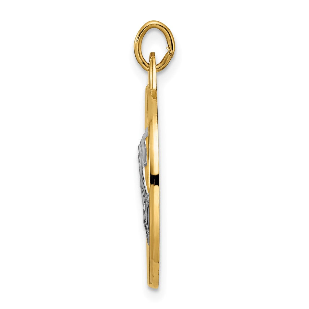 FJC Finejewelers 14 kt Yellow Gold Polished and Satin Solid Praying Hands Disc Charm 26 x 20 mm