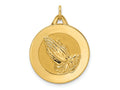 FJC Finejewelers 14 kt Yellow Gold Polished and Satin Solid Praying Hands Disc Charm 26 x 20 mm