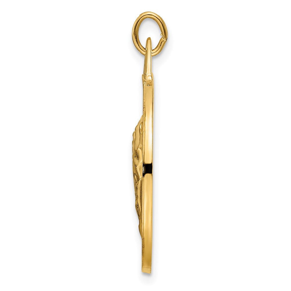 FJC Finejewelers 14 kt Yellow Gold Polished and Satin Solid Praying Hands Disc Charm 30 x 23 mm