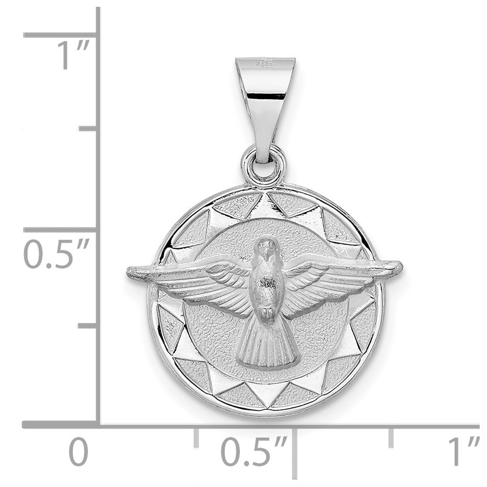 FJC Finejewelers 14 kt White Gold Polished and Satin Hollow Holy Spirit Charm 23 mm x 18 mm
