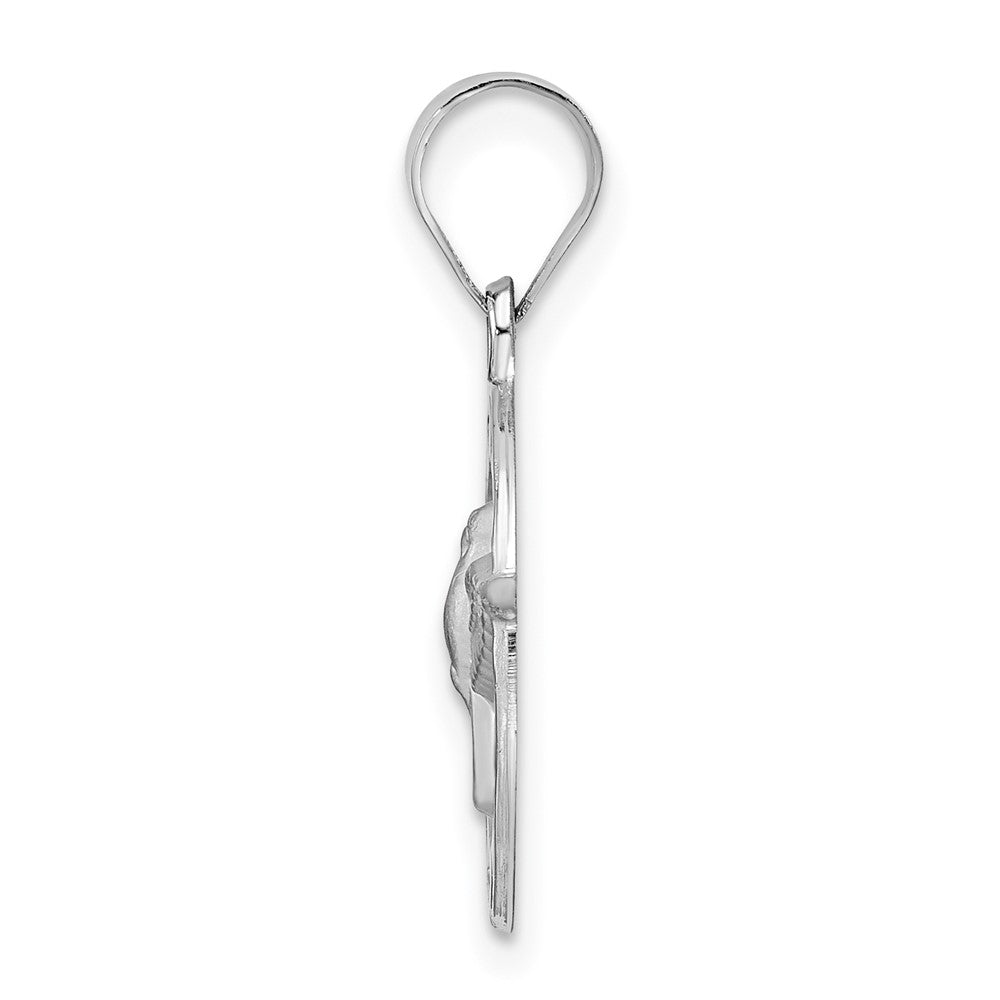FJC Finejewelers 14 kt White Gold Polished and Satin Hollow Holy Spirit Charm 23 mm x 18 mm