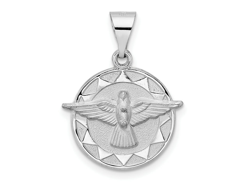 FJC Finejewelers 14 kt White Gold Polished and Satin Hollow Holy Spirit Charm 23 mm x 18 mm