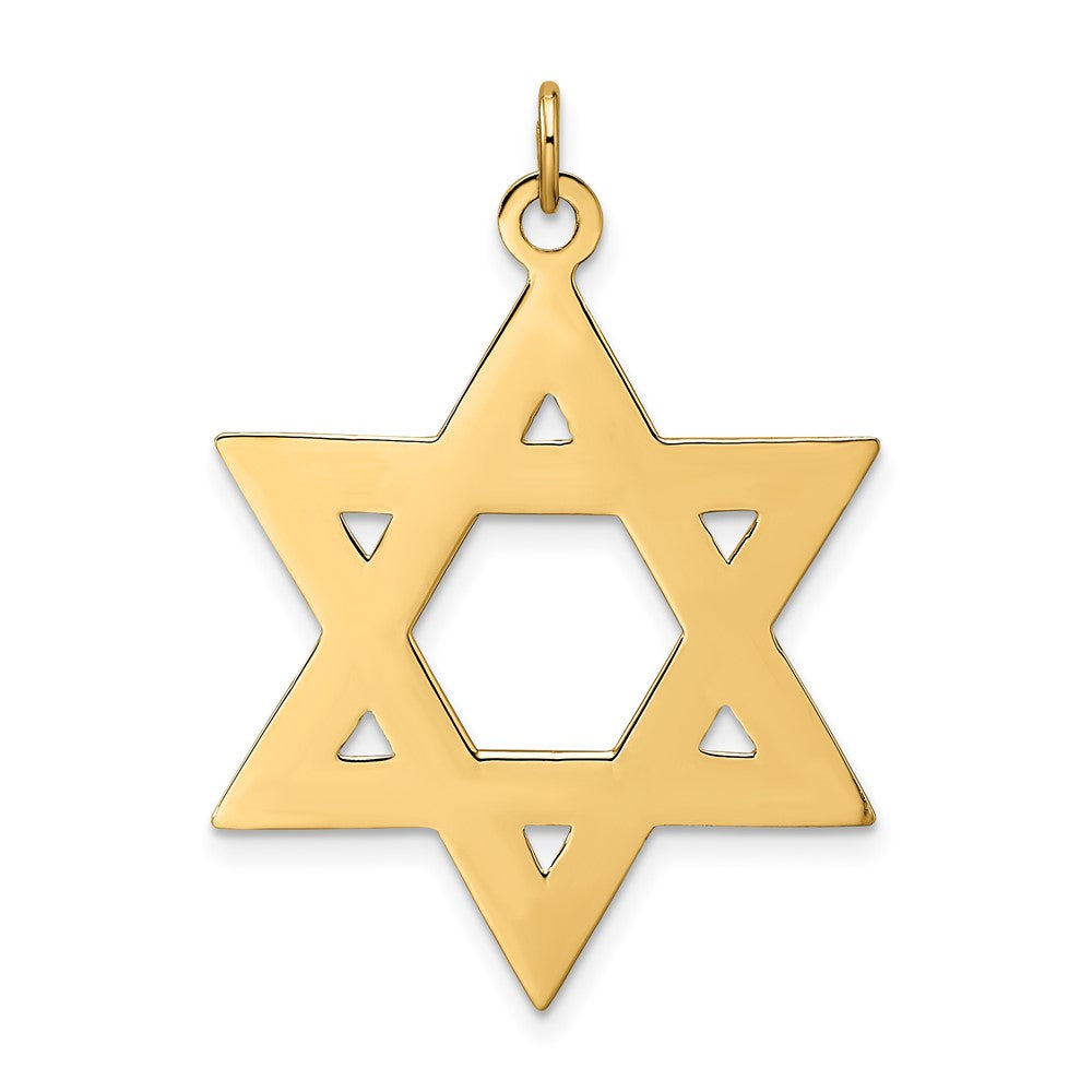 FJC Finejewelers 14 kt Yellow Gold Polished and Textured Solid Star of David Charm 32 x 29 mm